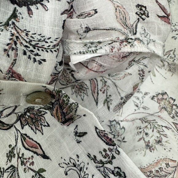 J. Jill Long Sleeve Semi Sheer Floral Button Down Gauze Material White Small - Picture 5 of 6